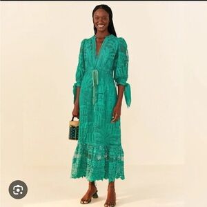 FARM RIO GREEN MORADA BOA GUIPURE DRESS BNWT